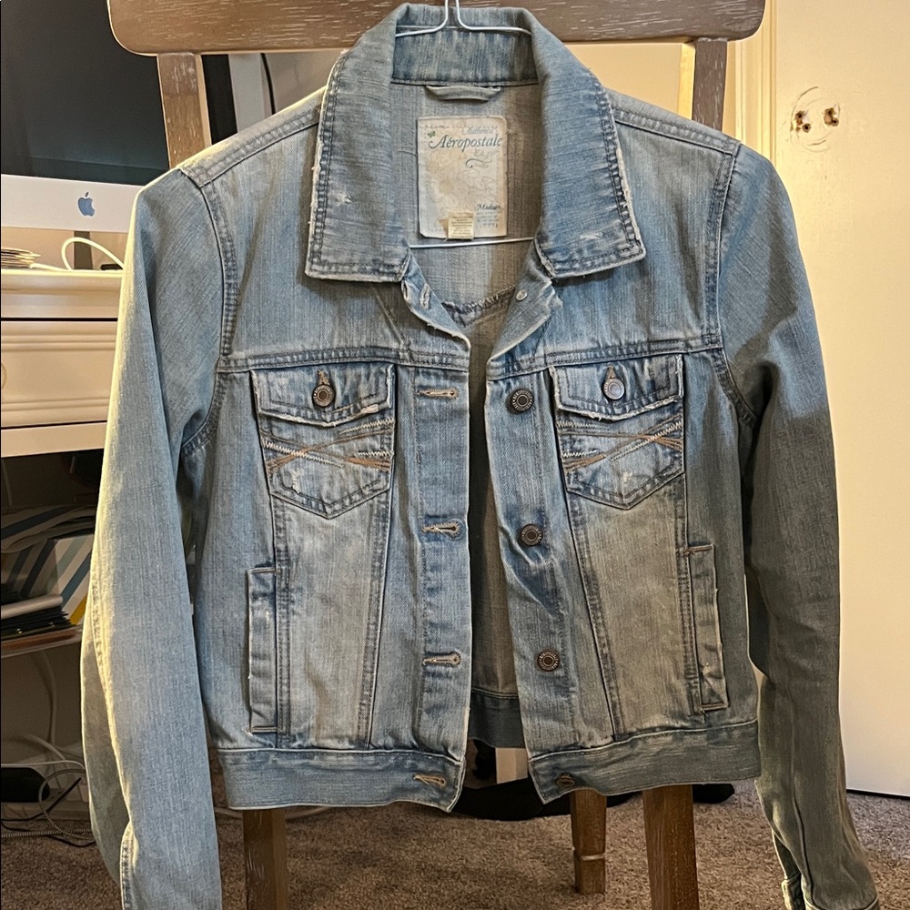 Aeropostale Women's Faded Blue Jean Jacket